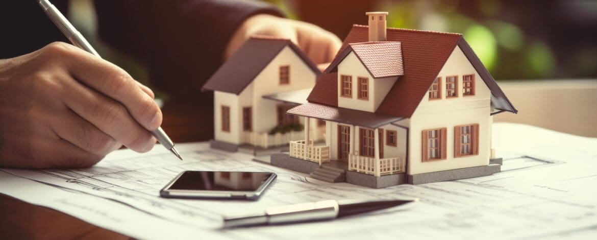 A real estate agent calculating a home's resale value.